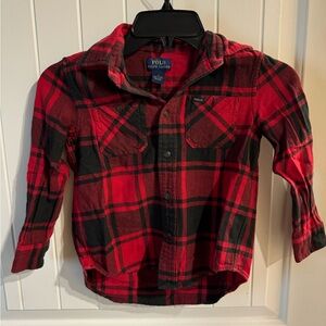 Kids red plaid button up